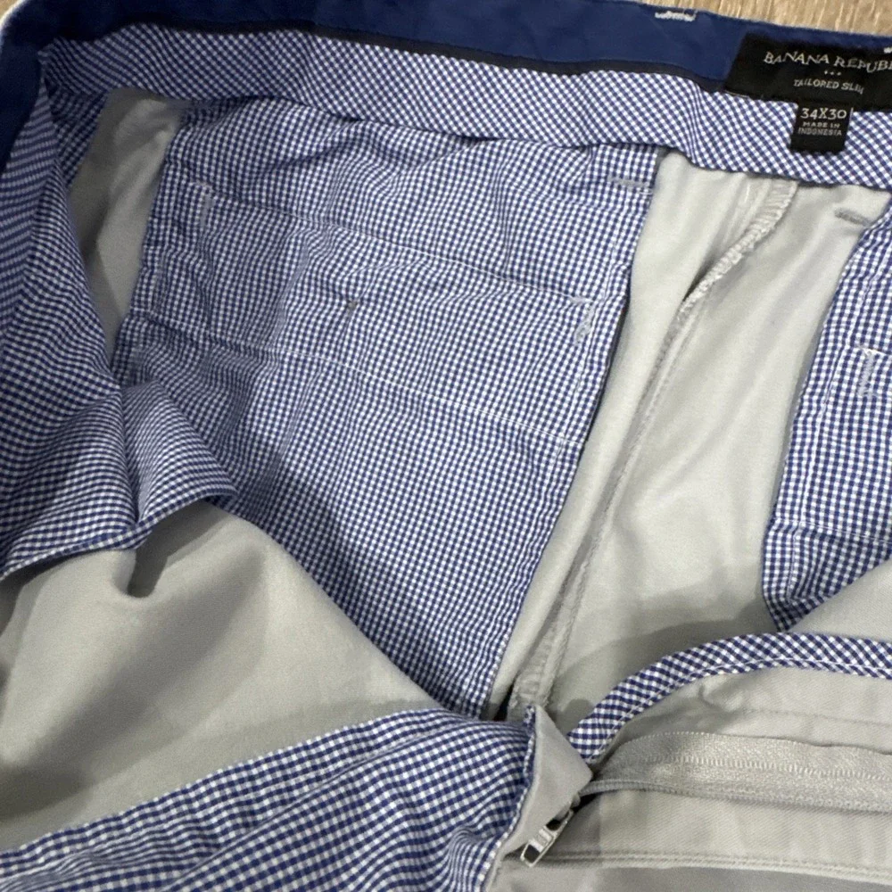 Banana Republic Pants Mens 34x30 Gray Tailored Slim Fit Chino Casual Preppy #940